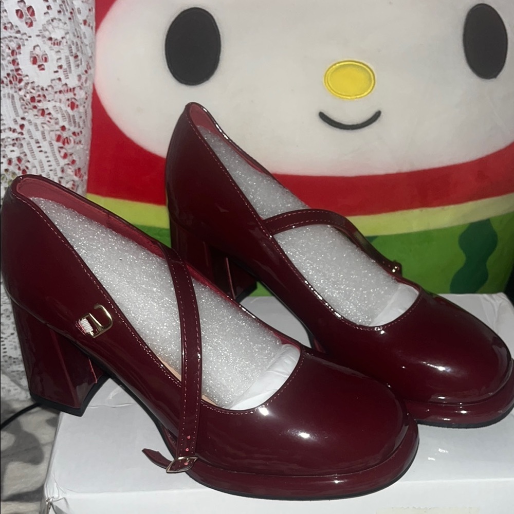 Elegant Burgundy Mary Jane Heels